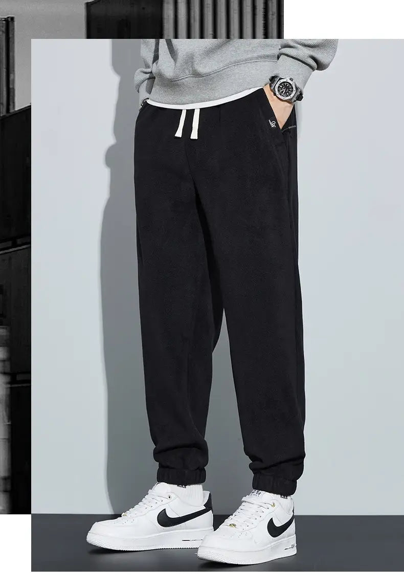 Thickened Outer Wear Loose Double-sided Velvet Ankle-tied Sports Pants For Men