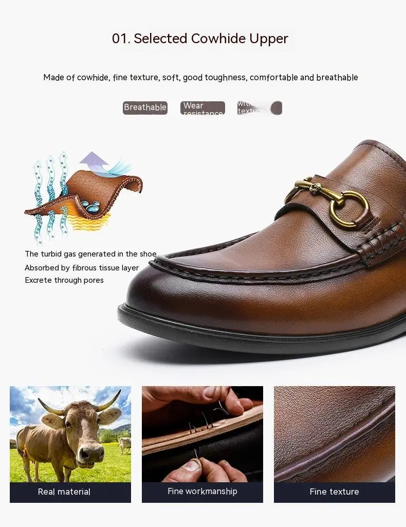 Business Casual First Layer Cowhide Soft Bottom Lazy Men’s Shoes