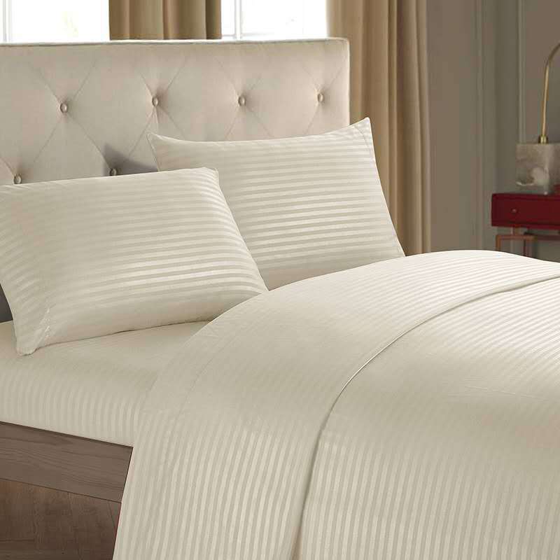Ivory striped bedding set from Luxury Bedding Set Bed Sheets Fitted Sets Mono Color.