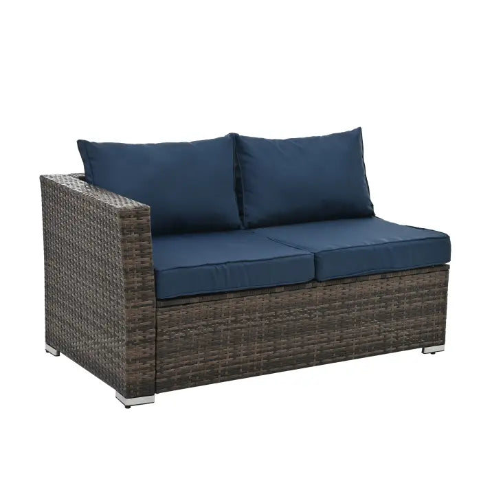 4 Set Wicker Furniture With Tempered Glass Coffee Table