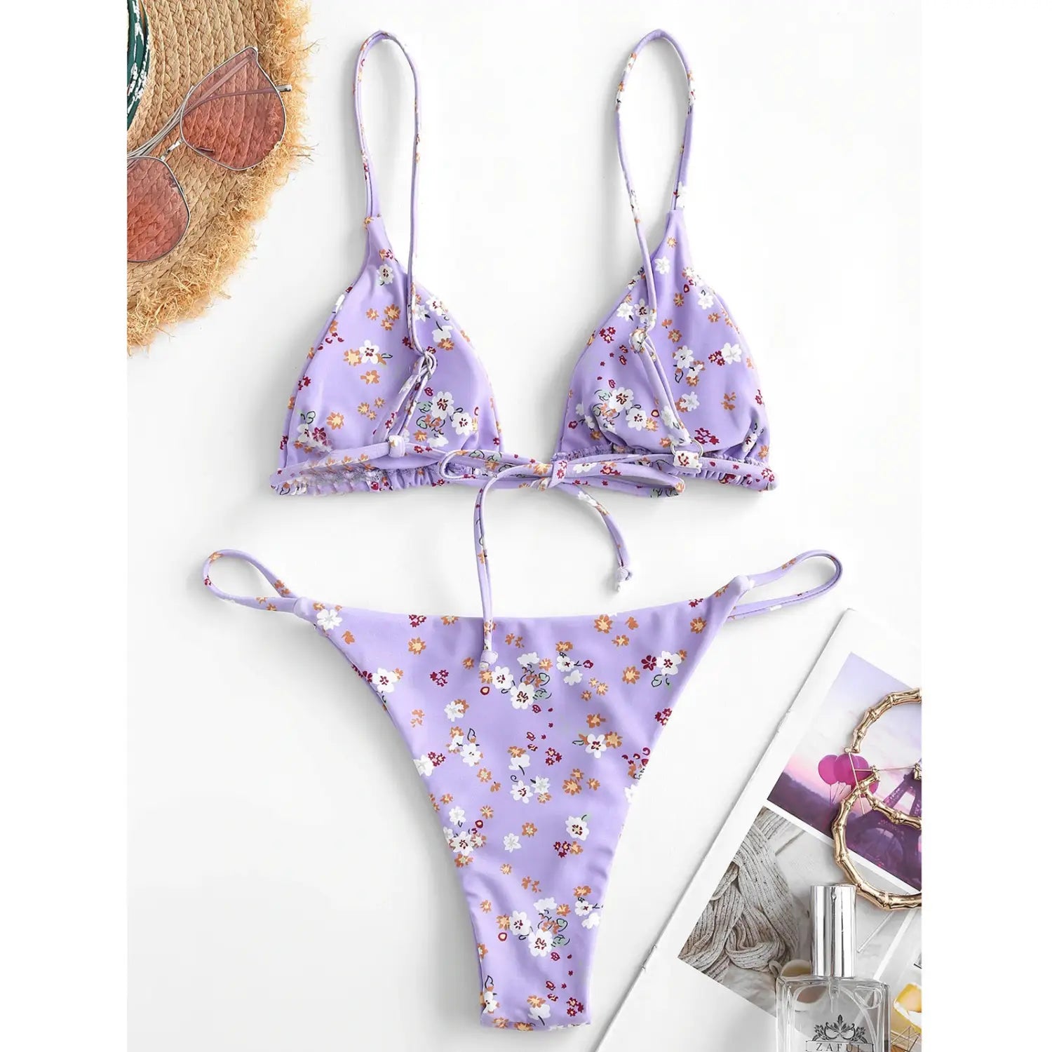 Summer Flowers Print Bikini Sexy Beach Swimming Suit Fashion Push Up Swimsuit Womens Clothing