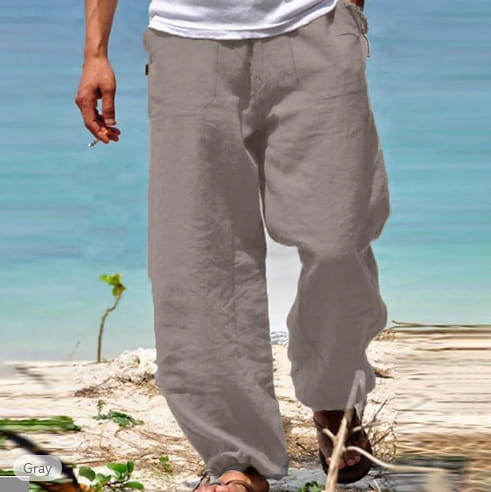 Men’s Trousers Summer Drawstring Elastic Waist Beach Pants