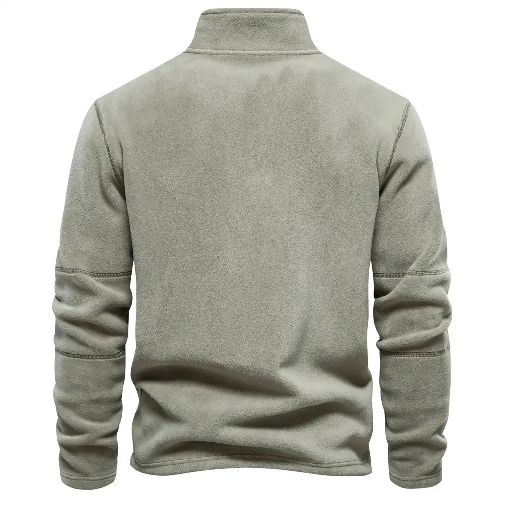 Fashion Personality Stand-collar Zippered Sweatshirt With Fleece Winter Casual Pullover Top Men’s Clothing