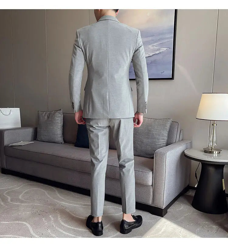 Plus Size Men’s Clothing Solid Color Suit Suit Men’s Three-piece Suit