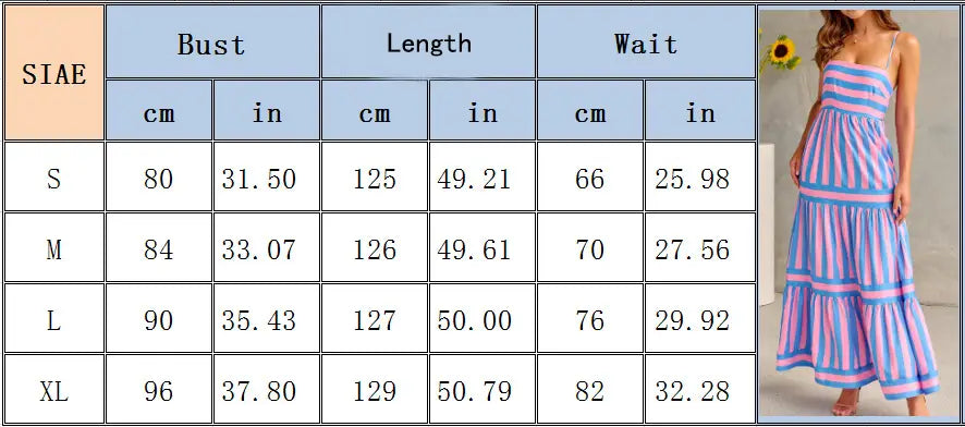 Summer Striped Printed Suspender Long Dress With Pockets Fashion Square Neck Backless Dresses For Beach Vacation Women