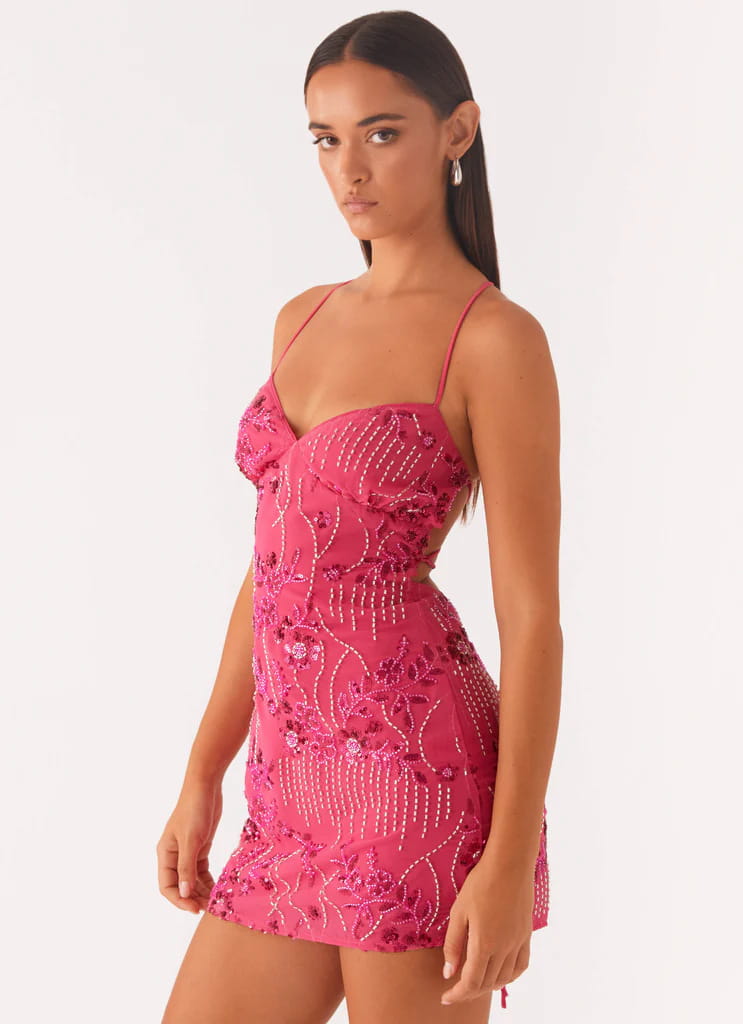 Women’s Sequined Embroidered Backless Sling Dress