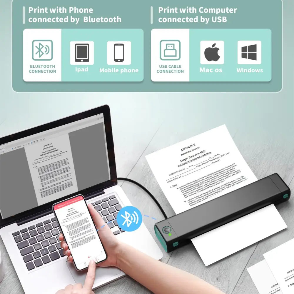A4 Portable Printers Wireless For Travel Bluetooth Thermal Printer, Suitable For Mobile Office,Support Tattoo Paper Phomemo M08F Beyond Trends Hub