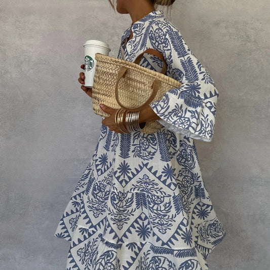 Dress Printed 34 Sleeves Shirt For Women