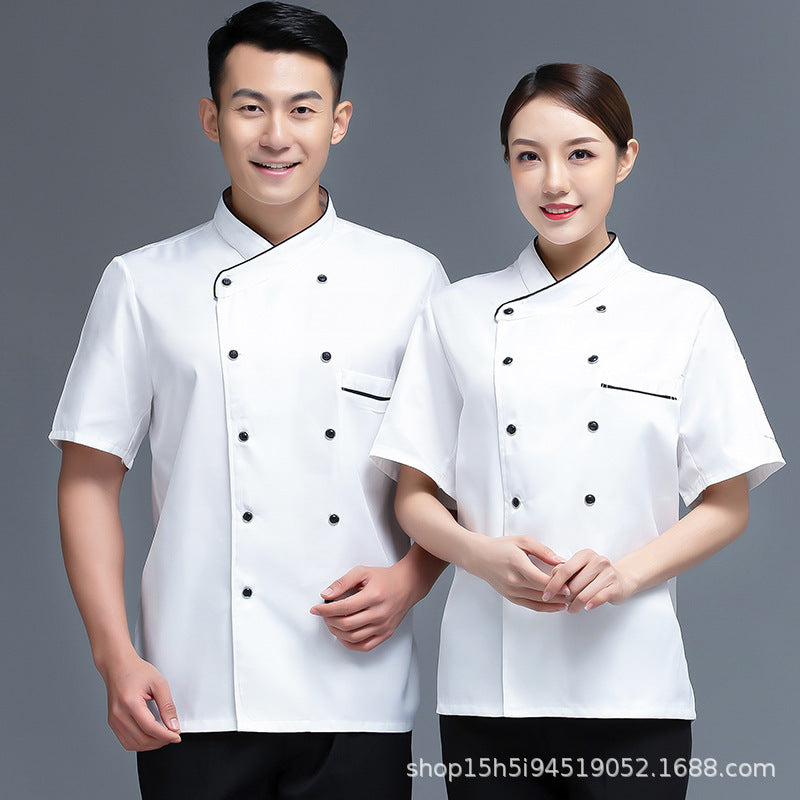 Short Sleeved Men's Breathable Work Clothes For Hotel Catering Chefs