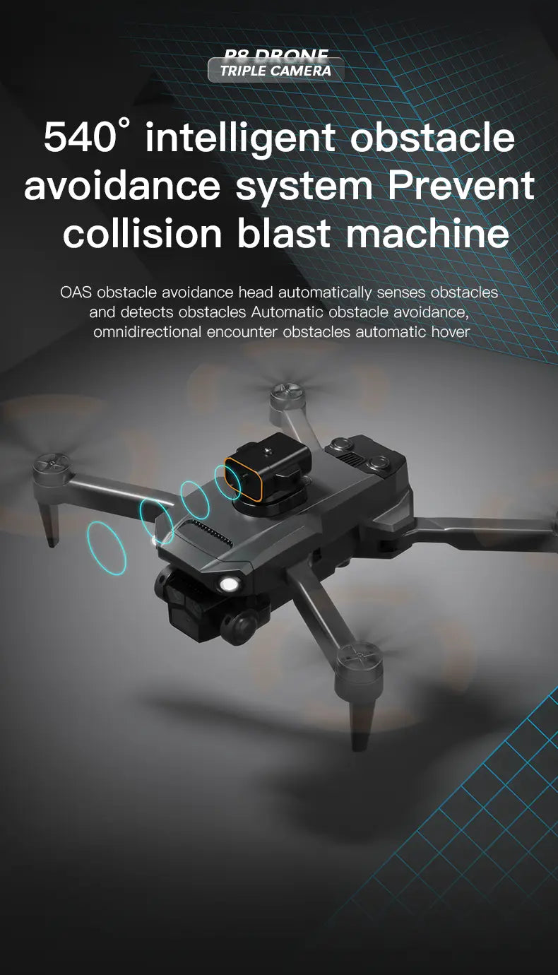 P8 Pro HD Aerial Photography Five Lens Obstacle Avoidance Drone Automatic Return GPS Quadcopter Remote Control Airplane