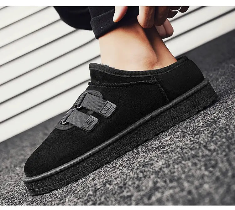 Winter Half Slippers Men’s Shoes Fleece-lined Thick