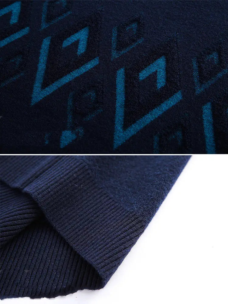 Jacquard Turtleneck Collar Sweater For Men