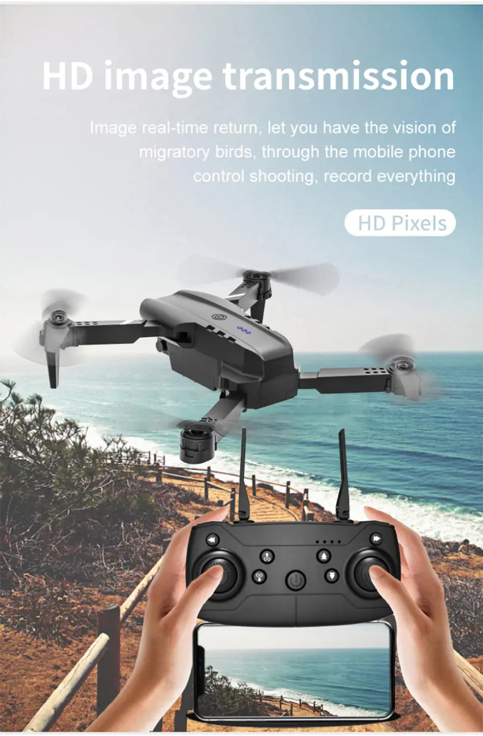 E99 Folding Drone Quadcopter Remote Control Handle Four Axis HD 4K Photography UAV Altitude Fixation