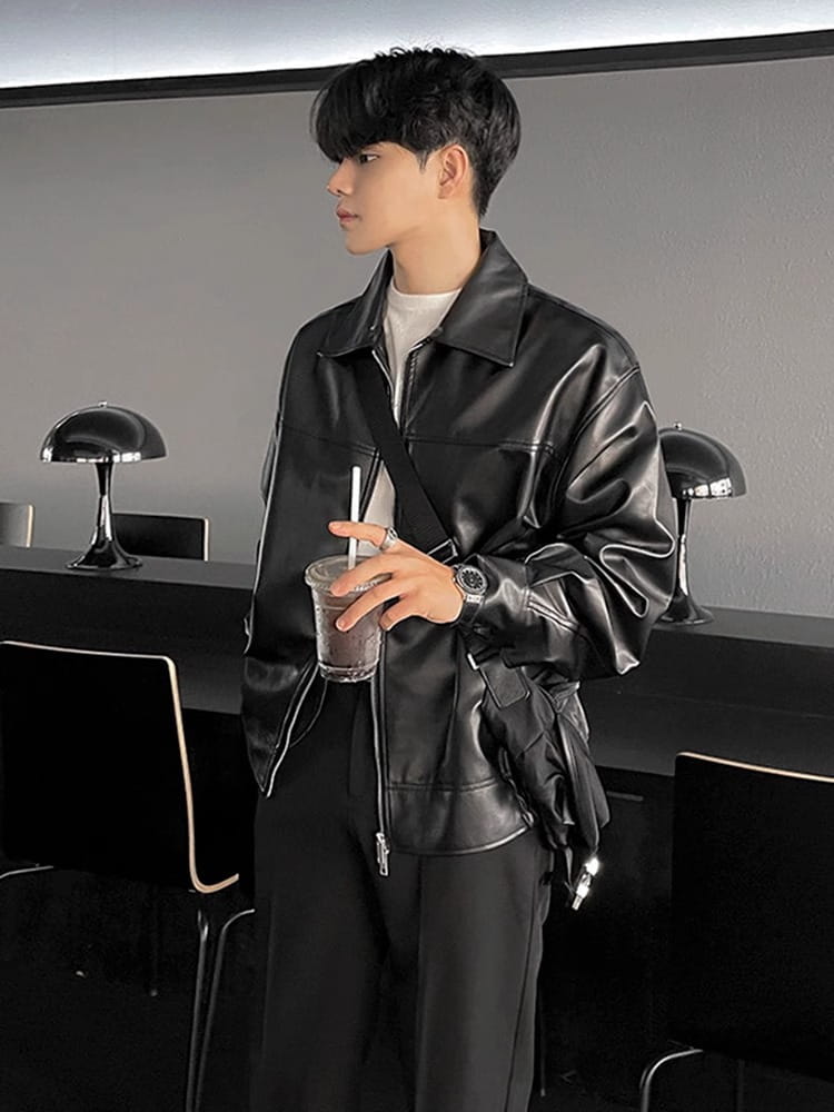 Leather Jacket Men’s Loose Trendy Overalls