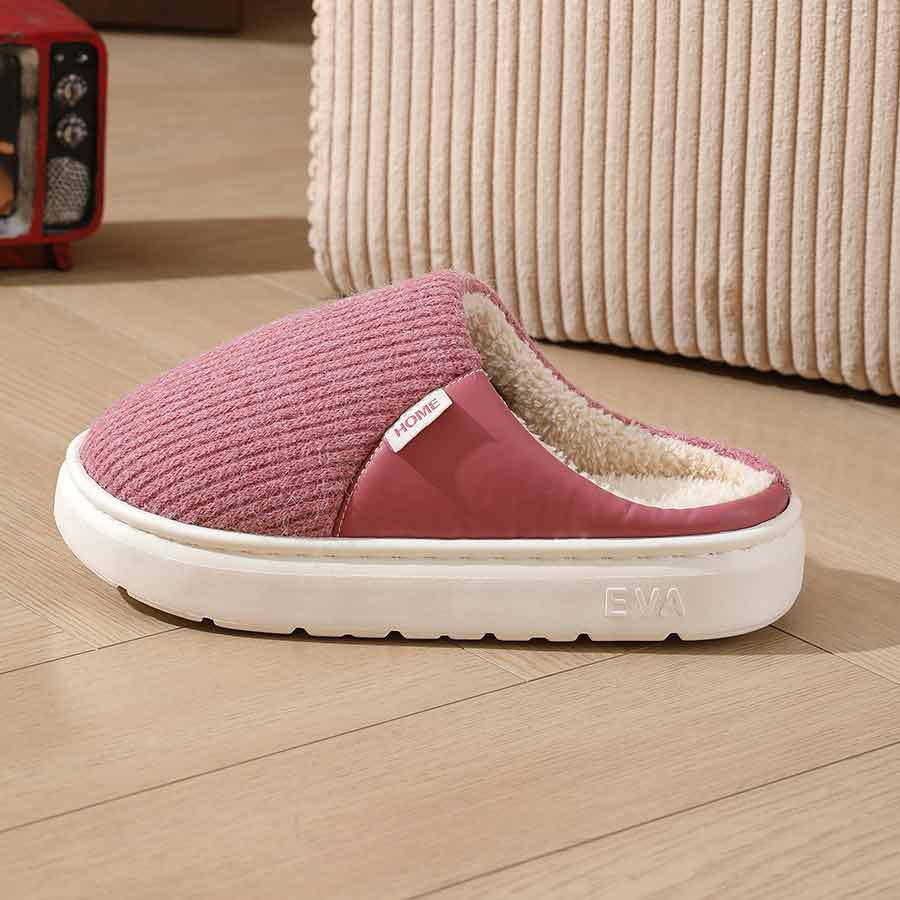 Winter Warm Plush Home Slippers Lightweight Thick Bottom Silent Non-slip Floor Bedroom Slippers Couple House Shoes