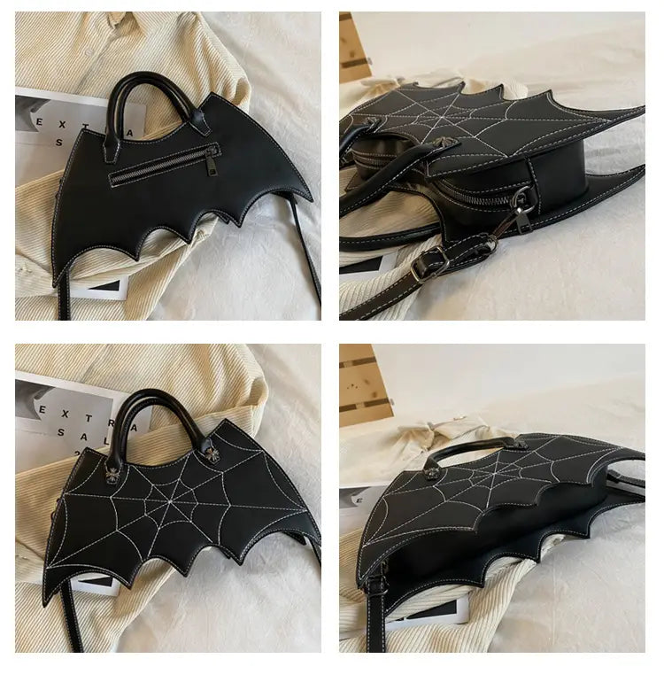 Halloween Spider Web Shape Shoulder Bags Personality Batgirl Tide Pu Handbags Fashoin Messenger Crossbody Bag