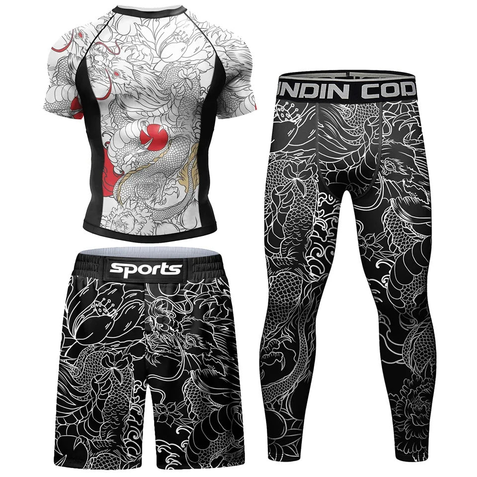 Personalized 3D Printing Quick-drying Stretch Outdoor Workout Clothes Four-piece Set