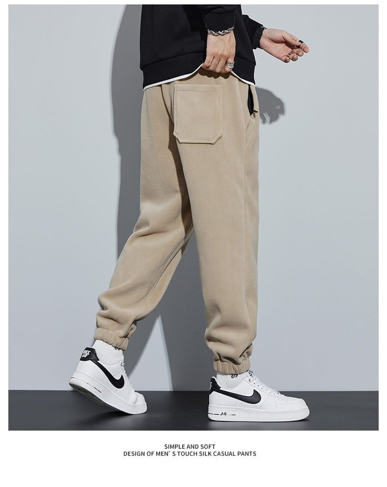 Thickened Outer Wear Loose Double-sided Velvet Ankle-tied Sports Pants For Men