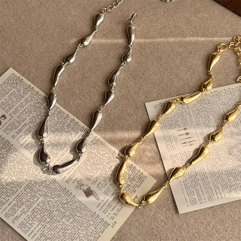 Women’s Metal Water Drop Stitching Necklace
