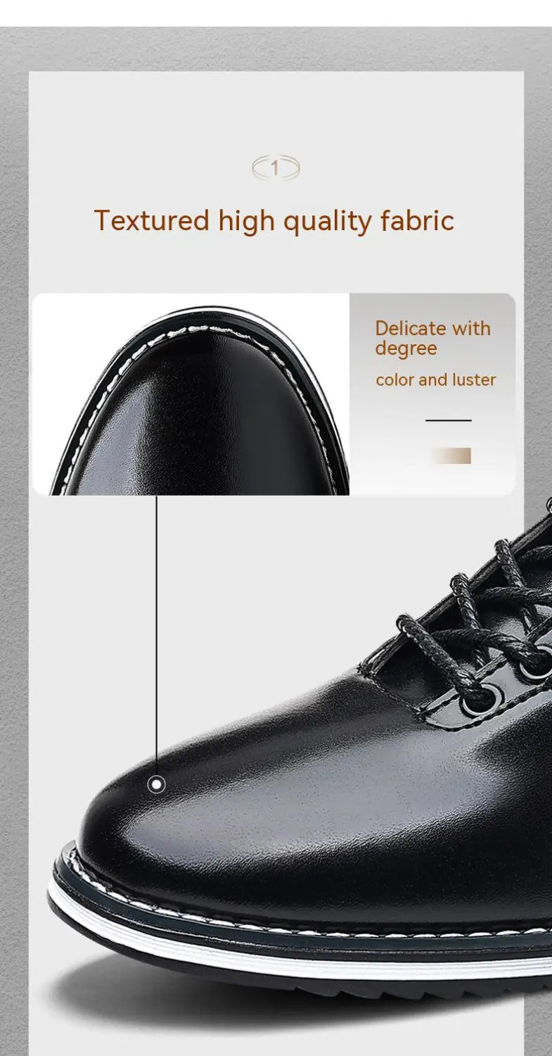 Height Increasing Insole Versatile Men’s Autumn New British Style Casual Korean Leather Shoes