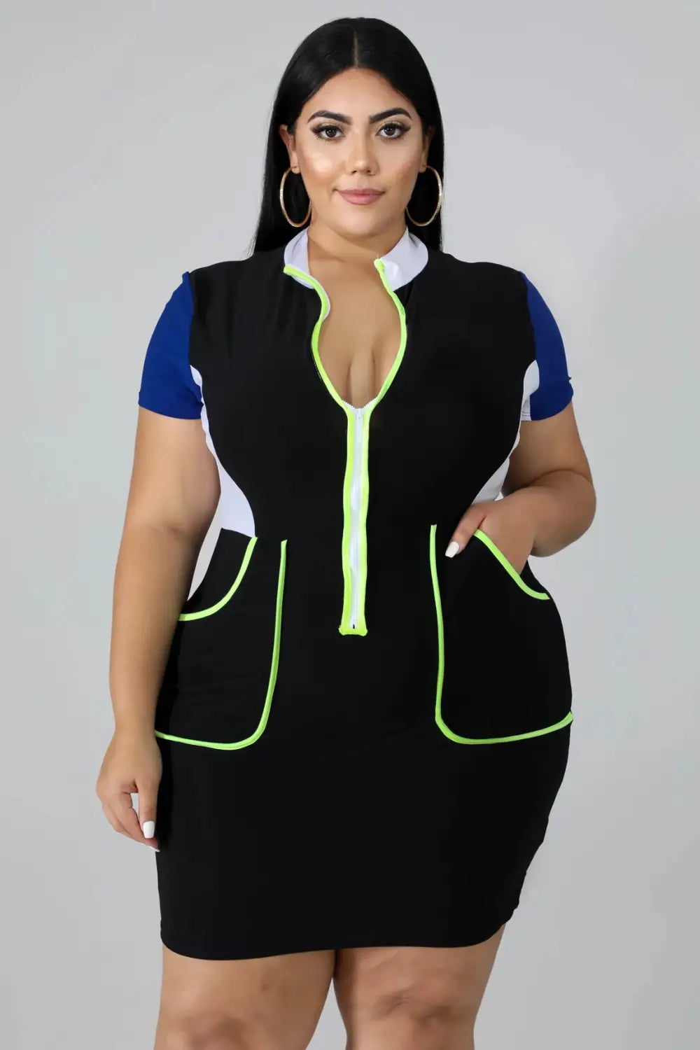 Plus Size Women’s Color Matching Dress