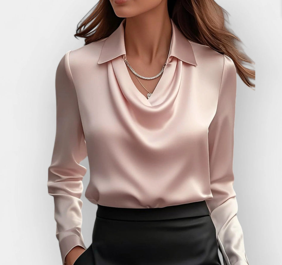 Collared Long-Sleeve Shirts,Color Blouse Casual Tops