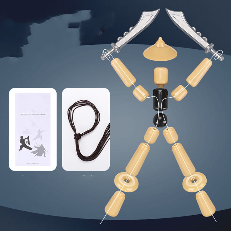 Plastic Bamboo Man Hero Two Player Battle Toy