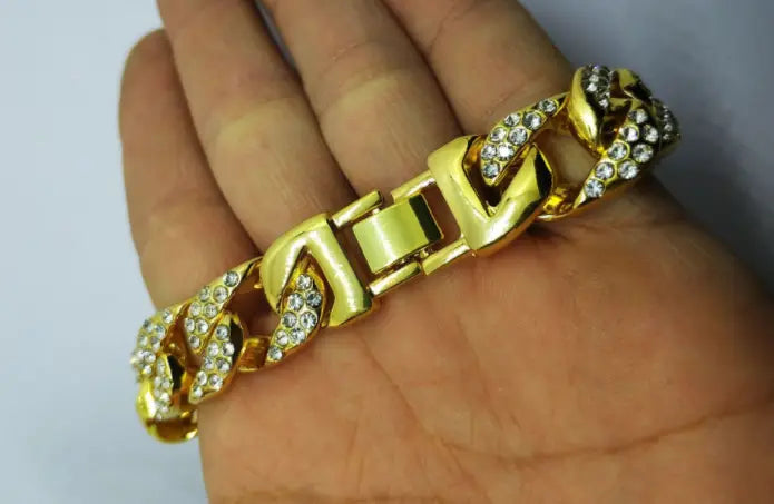 Full Diamond Cuban Chain Men’s Bracelet Domineering Cool Trendy Bracelet