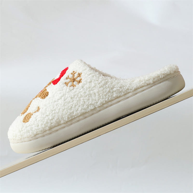 Christmas Snowflake Gingerbread Slippers Winter Indoor Non-slip Floor Bedroom Fuzzy House Shoes For Women Home Slippers