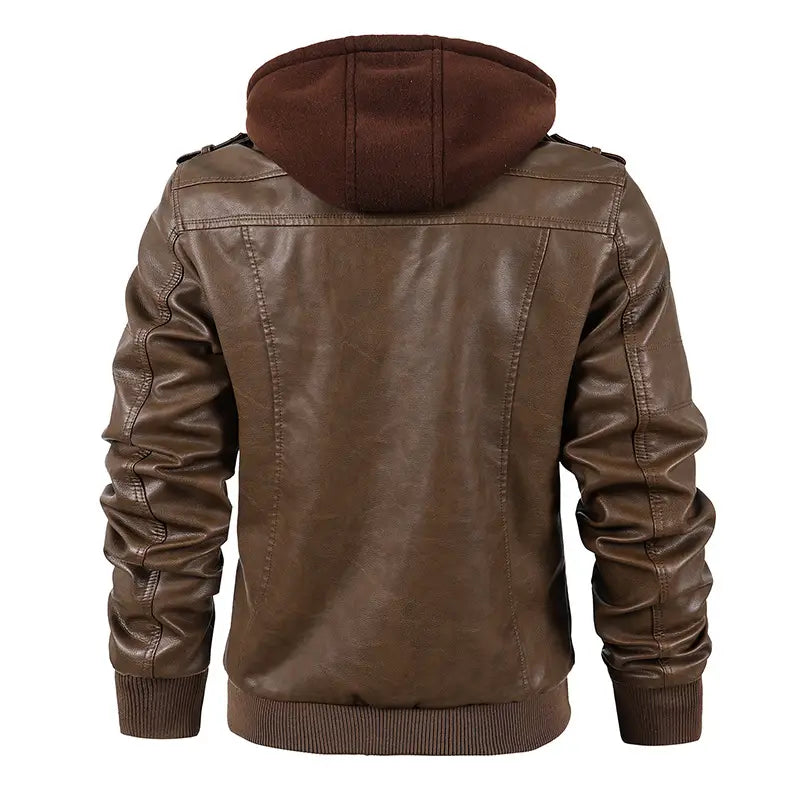 Motorcycle leather men’s jackets stand collar men
