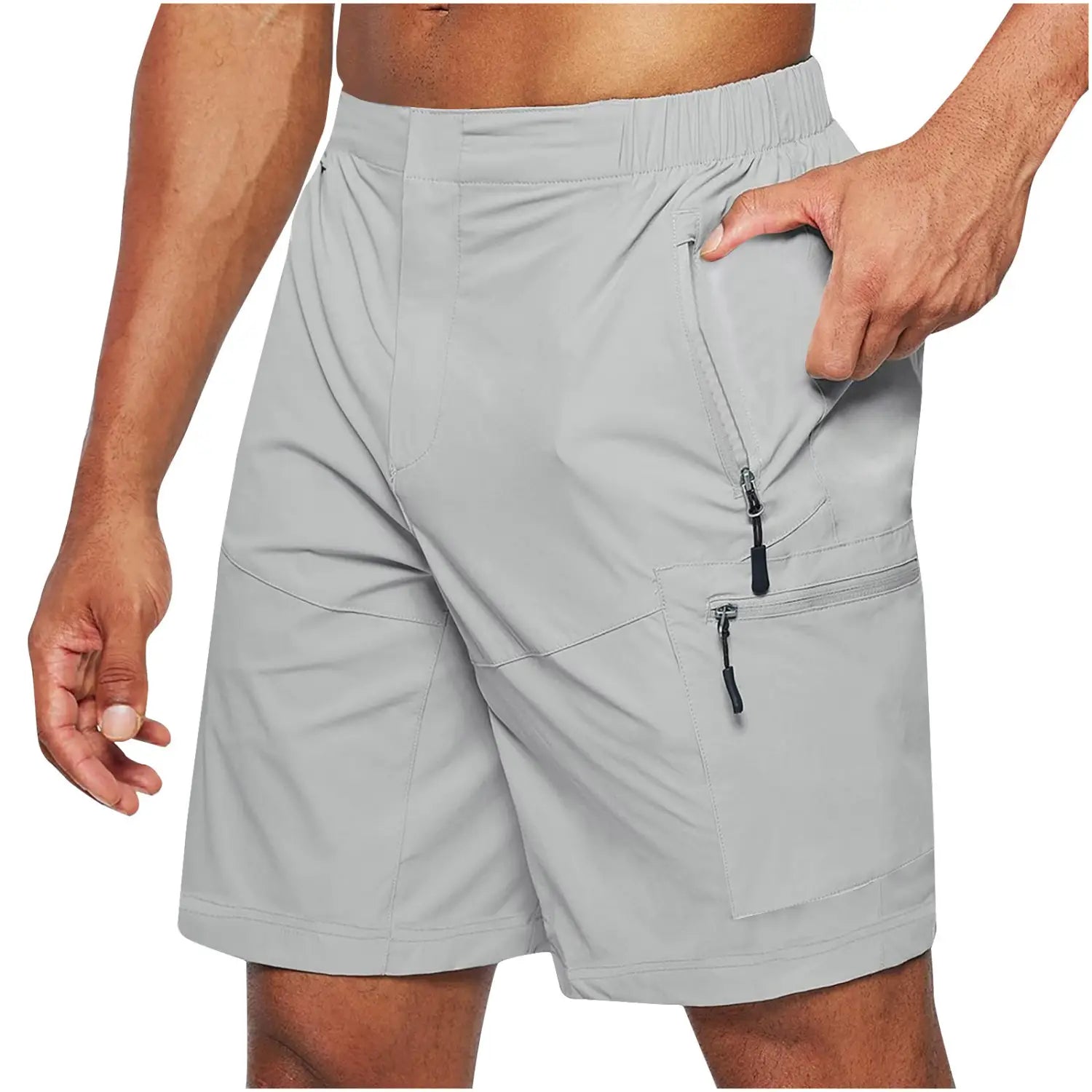 Men’S Casual Elastic Waist Strap Summer Shorts Casual Fit Fashion Outdoor Long Shorts For Men Knee-Length Straight Leg