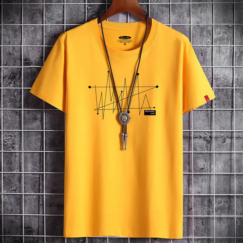 Round Neck Cotton Loose Plus Size Short Sleeve Men