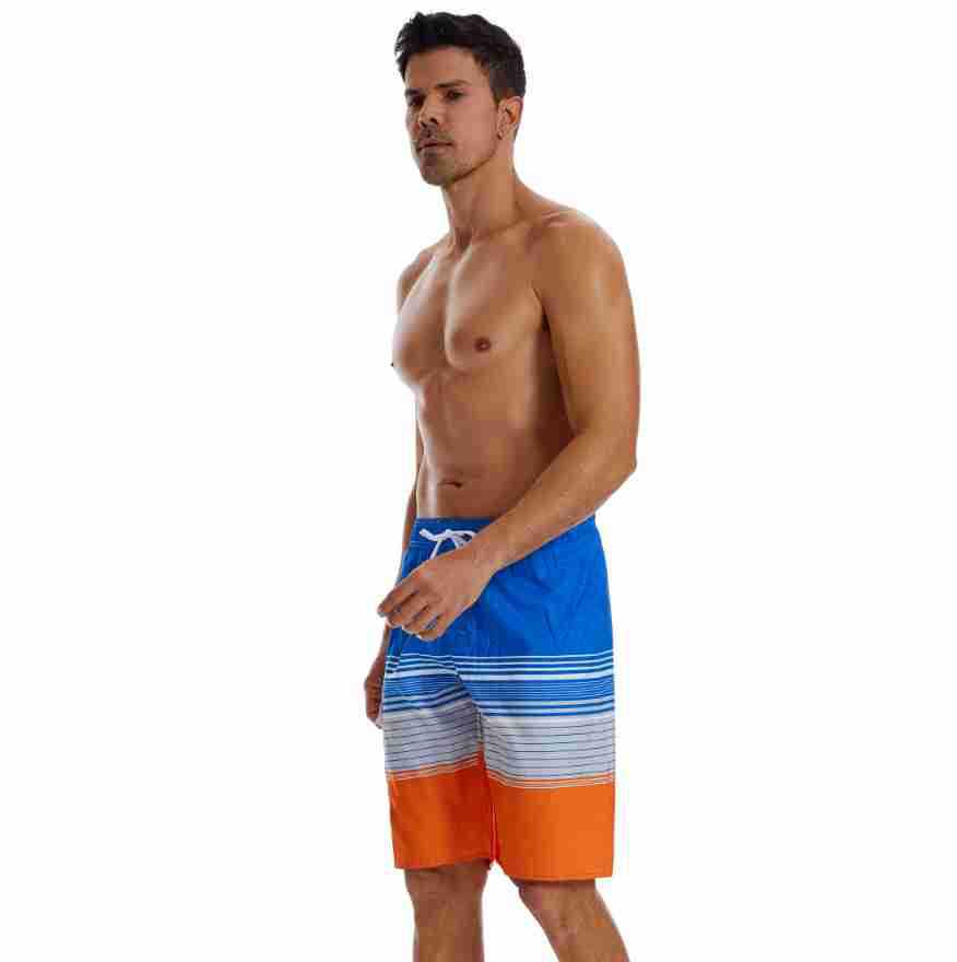 Gradient Men’s Beach Pants Blue Stripe Sports Short-length Pants Waterproof Pants