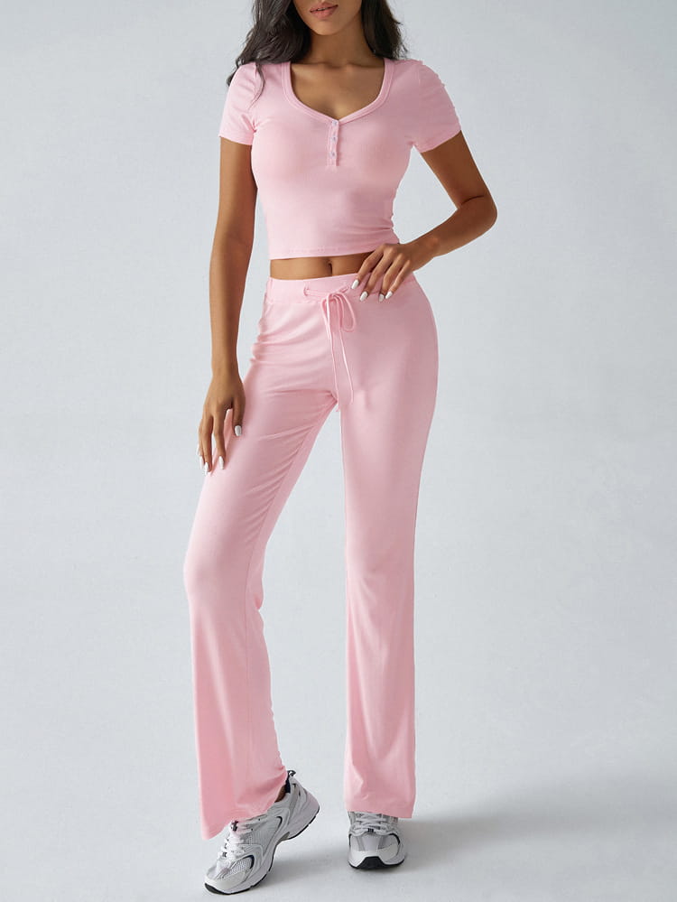 Women’s Solid Color Crew Neck Casual Fashion Suit