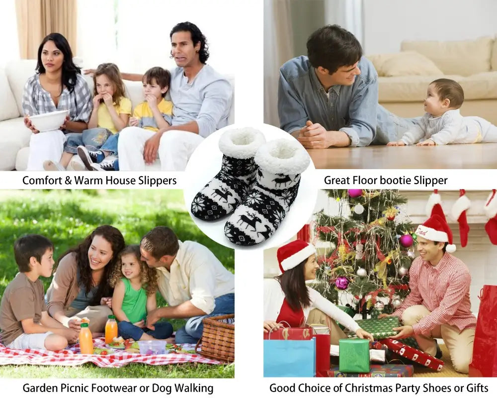 Christmas Elk Floor Shoes Indoor Socks Shoes Warm Plush House Slippers