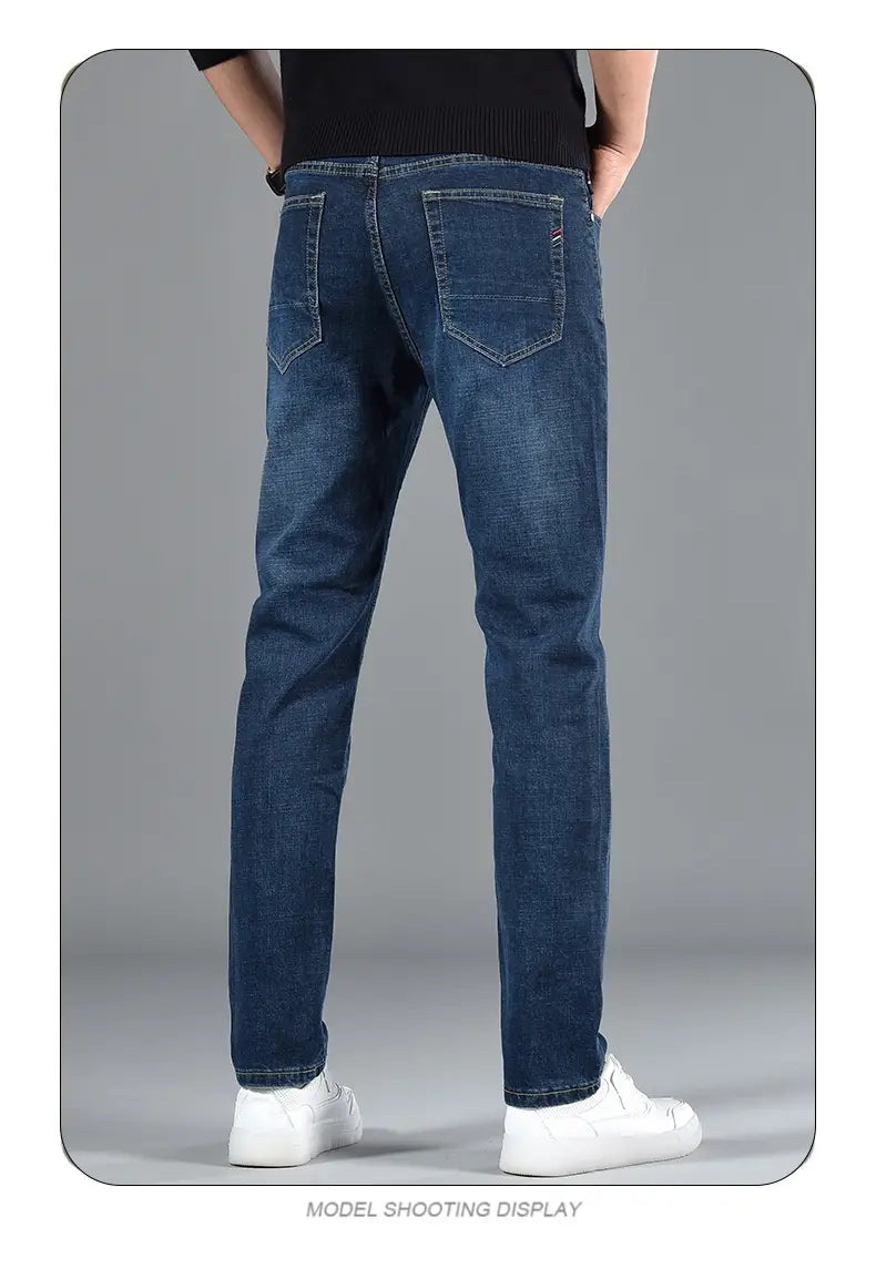 New Slim Fit Youth Casual Straight-leg Cotton Jeans Men