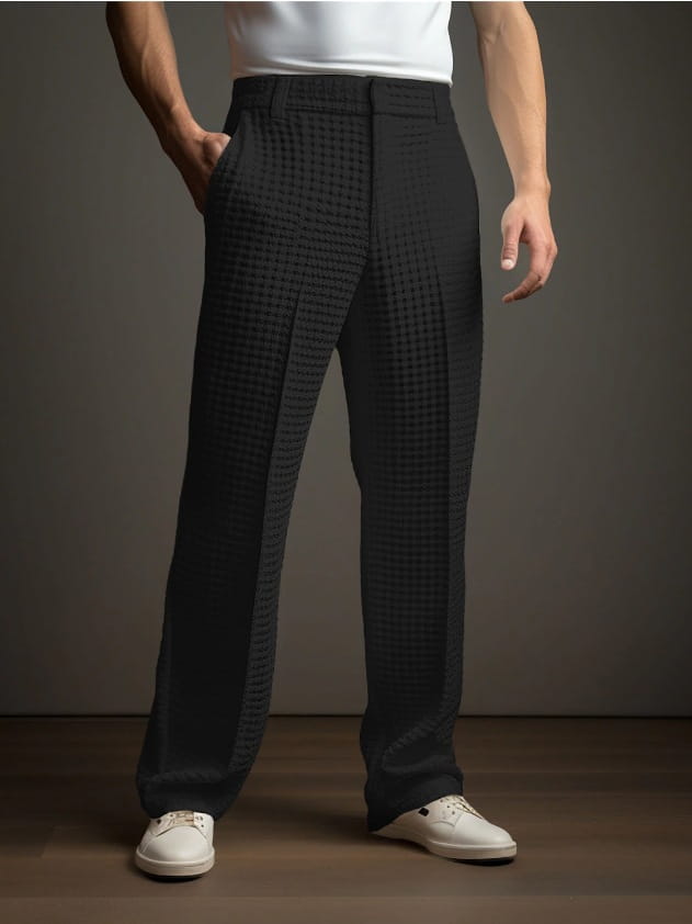 Casual Versatile Business Straight Men’s Fashion Waffle Suit Pants