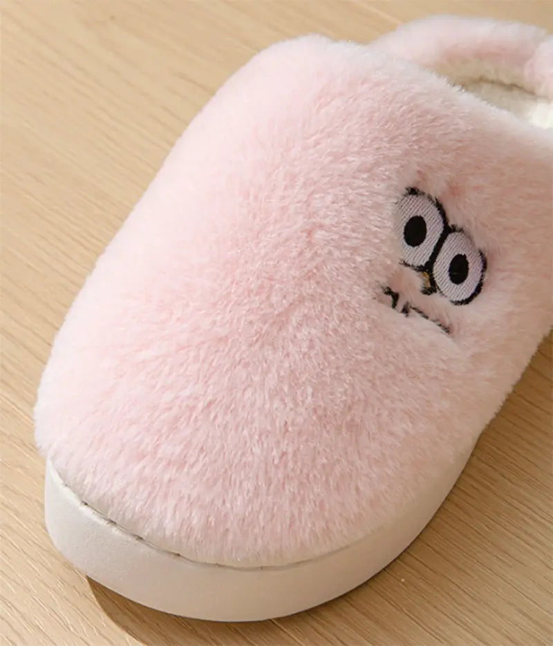 Cute Cartoon Big-eyes Slippers For Couples Winter Warm Non-slip Floor Bedroom Slipper Home Men And Women House Shoes