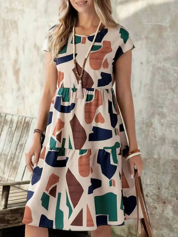 Fashion Casual Multicolor Printed Women’s Dress