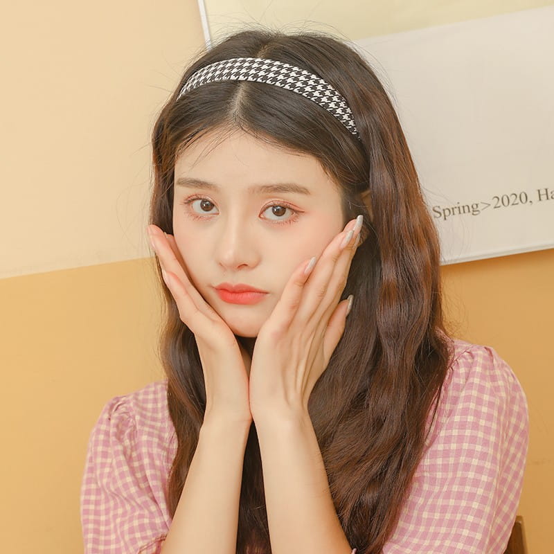 Hong Kong Style Houndstooth Headband Outer Wear Simple Female Hair Band Hair Tie