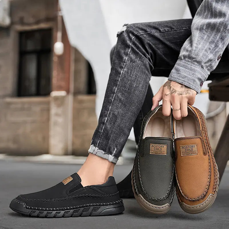 Men’s Leather Shoes Hand-stitched Casual