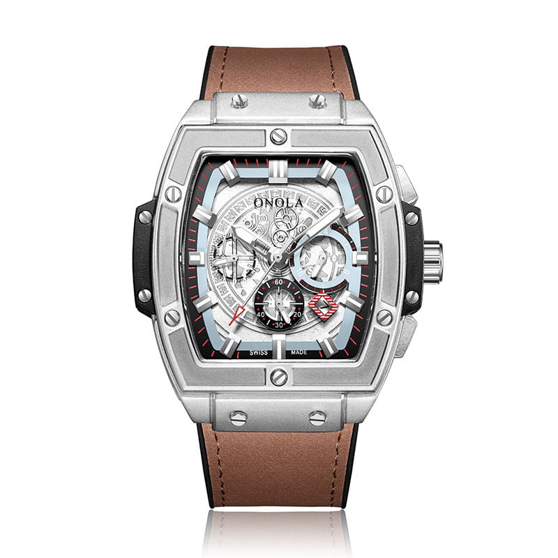 Barrel-shaped multi-function quartz men’s watch