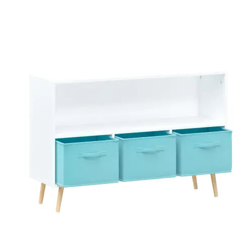 Fiberboard Children’s Bookshelf With Foldable Fabric Drawers