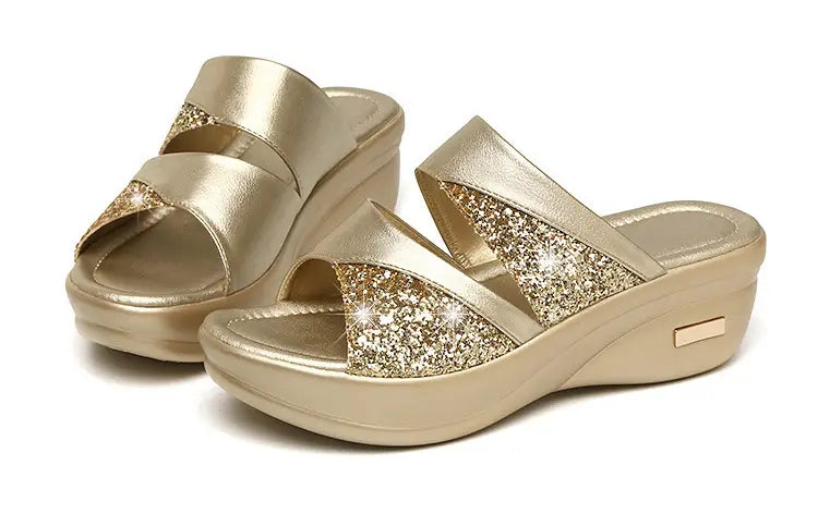 Fish Mouth Sequined Slippers
