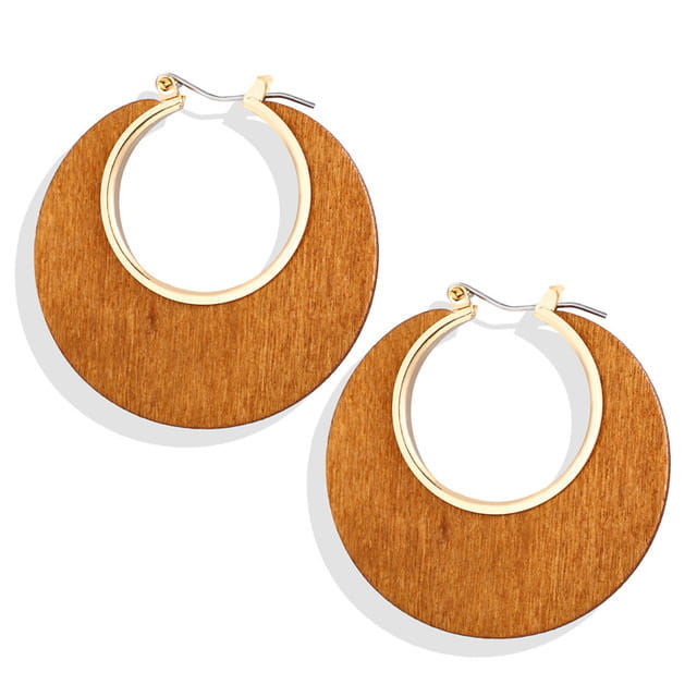 Pair of wooden hoop earrings from Earrings Women Earrings Earring New Girls Set.