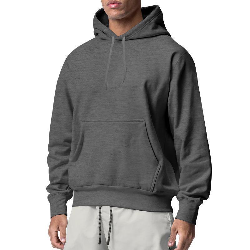 European And American Men’s Sports Solid Color Fleece Sweater Hoodie