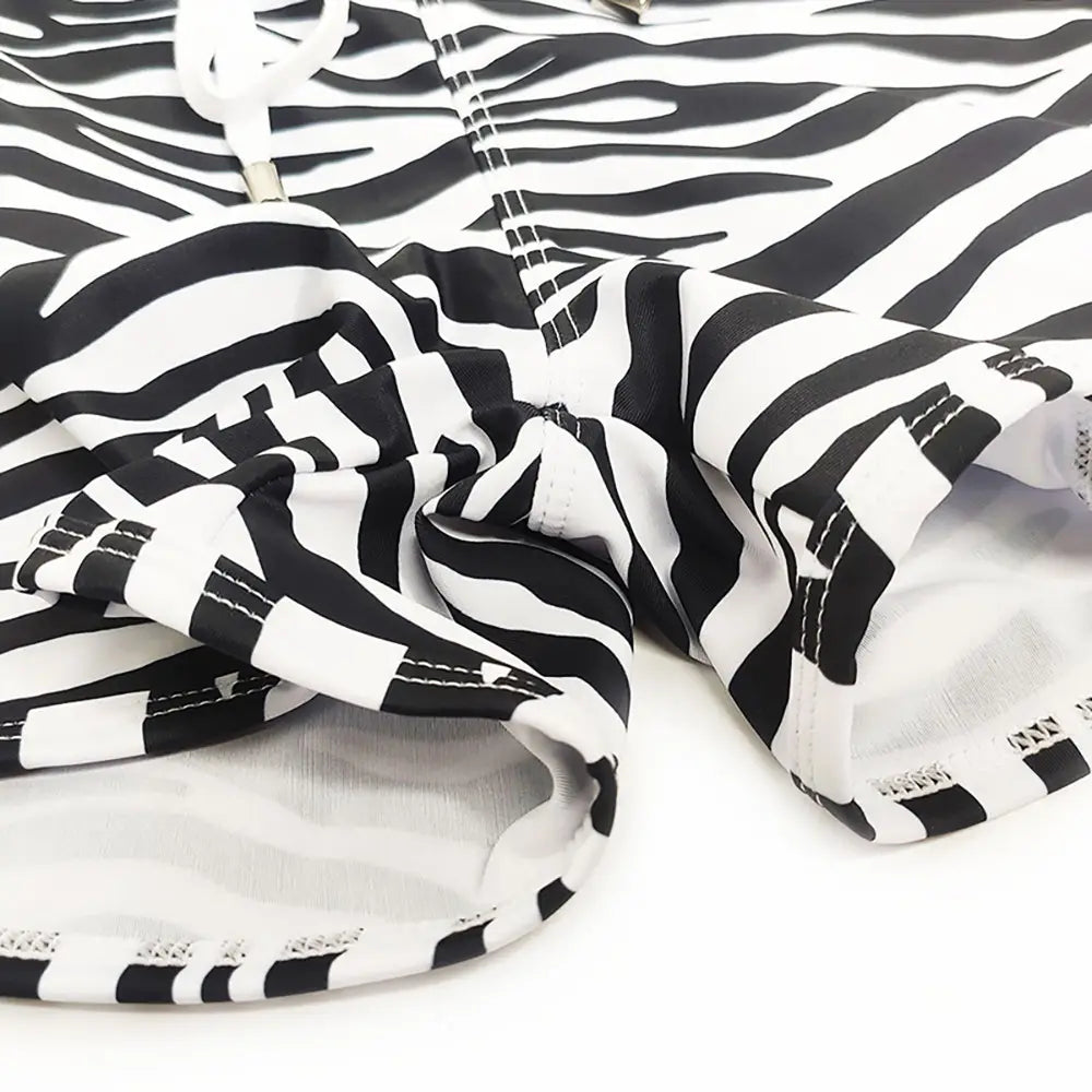 Men’s Zebra Striped Boxer Swimming Trunks Two-side Pocket Quick-drying Shorts