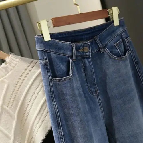 Add Fleece And Thick Blue High-waisted Daddy Jeans For Children Fall Winter Beyond Trends Hub