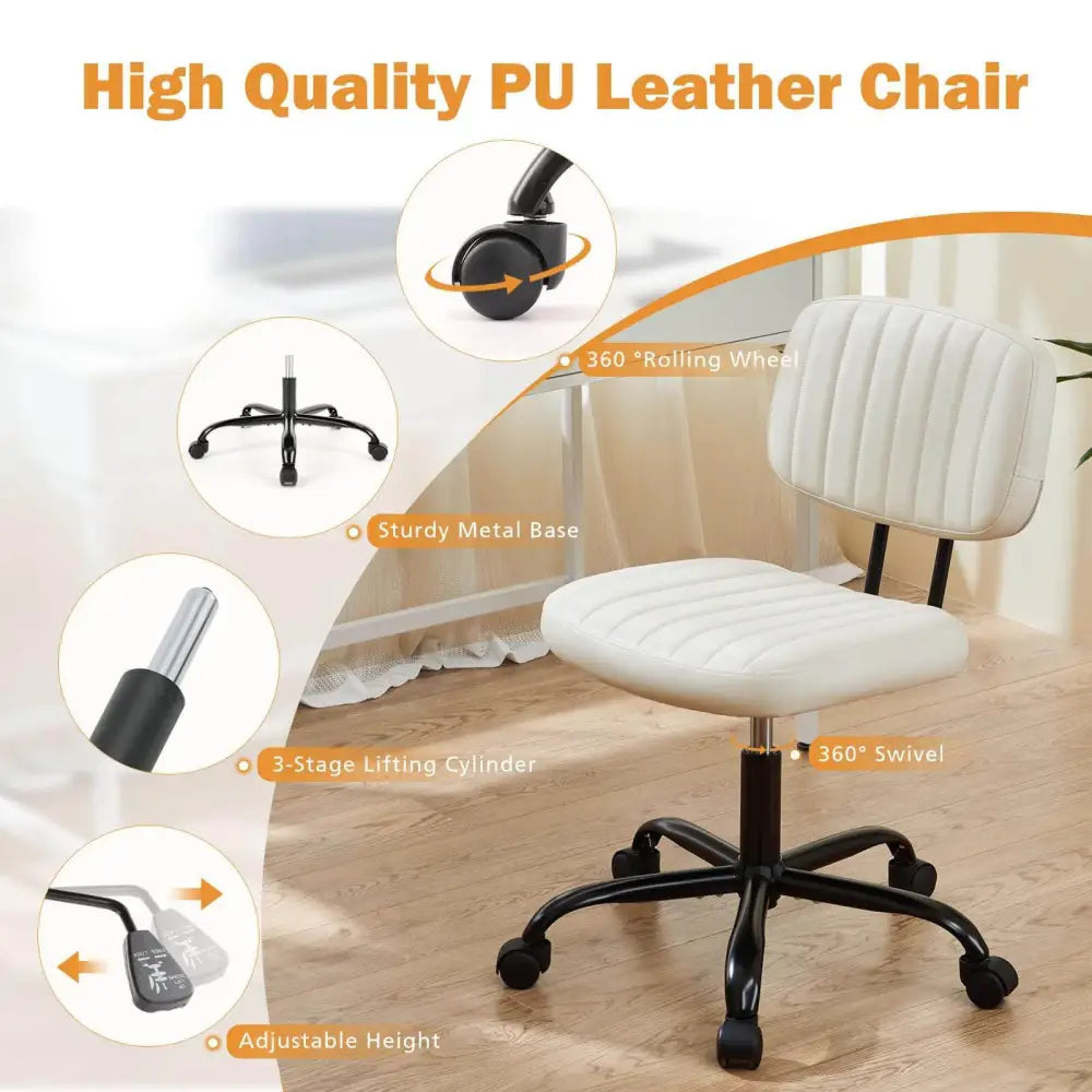 Adjustable Height 360degrees Rolling Swivel Computer Task Chair Without Arm - 5
