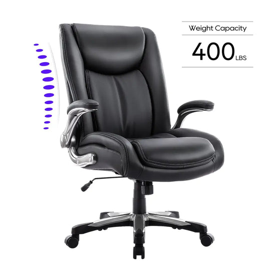 Adjustable Height Wide Seat Administrative Home Office Desk And Chair - Black - 5